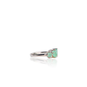5 x 7 mm. Pear Cut Green Zambian Emerald Cluster Ring