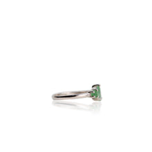 Load image into Gallery viewer, 5 x 7 mm. Pear Cut Green Zambian Emerald Trilogy Ring
