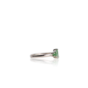 5 x 7 mm. Pear Cut Green Zambian Emerald Trilogy Ring