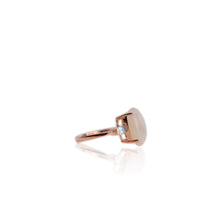 Load image into Gallery viewer, 10 x 14 mm. Oval Cabochon White Indian Moonstone with Topaz Accents Ring
