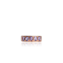 Load image into Gallery viewer, 3 x 4 mm. Oval Cut Blue Violet Tanzanite Cluster Ring
