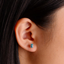 Load image into Gallery viewer, 4 x 6 mm. Oval Cut Blue Cambodian Zircon Earrings
