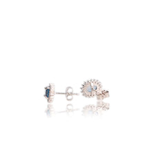 Load image into Gallery viewer, 5 x 7 mm. Oval Cut London Blue Brazilian Topaz with Cz Accents Earrings
