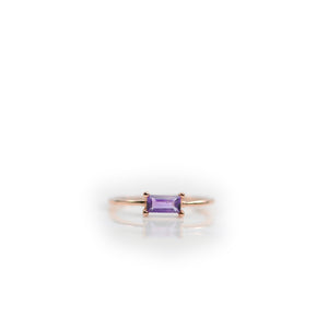 3 x 6 mm. Baguette Cut Purple Brazilian Amethyst Ring