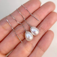 Load image into Gallery viewer, 8 x 10 mm. Oval White Freshwater Pearl Earrings
