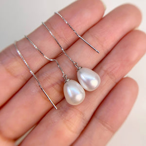 8 x 10 mm. Oval White Freshwater Pearl Earrings