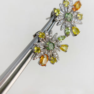 3.5 mm. Round Cut Green Thai Sapphire with Cz Accents Earrings