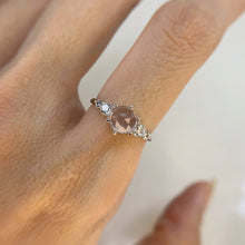 Load image into Gallery viewer, 6 mm. Round Rose-Cut Very Light Pink African Rose Quartz with Cz Accents Ring

