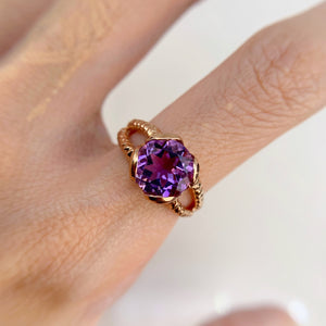 9 mm. Round Cut Purple Brazilian Amethyst Ring