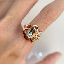 Load image into Gallery viewer, 8 x 10 mm. Oval Cut Green Brazilian Amethyst with Cz Accents Ring
