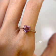 Load image into Gallery viewer, 7 mm. Heart Cut Purple Pink Brazilian Amethyst with Cz Band Ring
