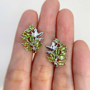 2.5 x 5 mm. Marquise Cut Green Pakistani Peridot Leaf Earrings