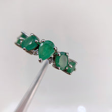Load image into Gallery viewer, 5 x 7 mm. Pear Cut Green Zambian Emerald Cluster Ring
