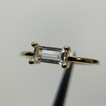 Load and play video in Gallery viewer, 3 x 6 mm. Baguette Cut White Brazilian Topaz Ring

