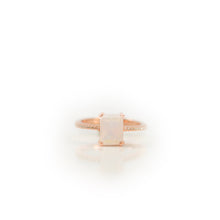 Load image into Gallery viewer, 6 x 8 mm. Octagon Cut White Indian Moonstone with Cz Band Ring
