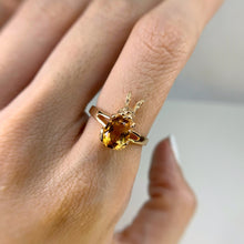 Load image into Gallery viewer, 6 x 8 mm. Oval Cut Yellow Brazilian Citrine Bunny Ring

