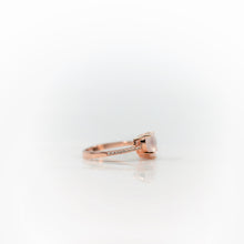 Load image into Gallery viewer, 7 mm. Heart Cut Pink African Rose Quartz with Cz Band Ring
