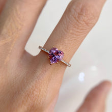 Load image into Gallery viewer, 7 mm. Heart Cut Purple Brazilian Amethyst with Cz Band Ring
