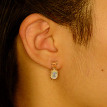 Load image into Gallery viewer, 6 x 8 mm. Oval Cut White Indian Moonstone Bunny Earrings
