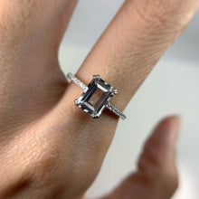 Load image into Gallery viewer, 6 x 8 mm. Octagon Cut White Brazilian Topaz with Cz Band Ring
