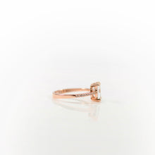 Load image into Gallery viewer, 6 x 8 mm. Octagon Cut Light Blue Brazilian Aquamarine  with Cz Band Ring
